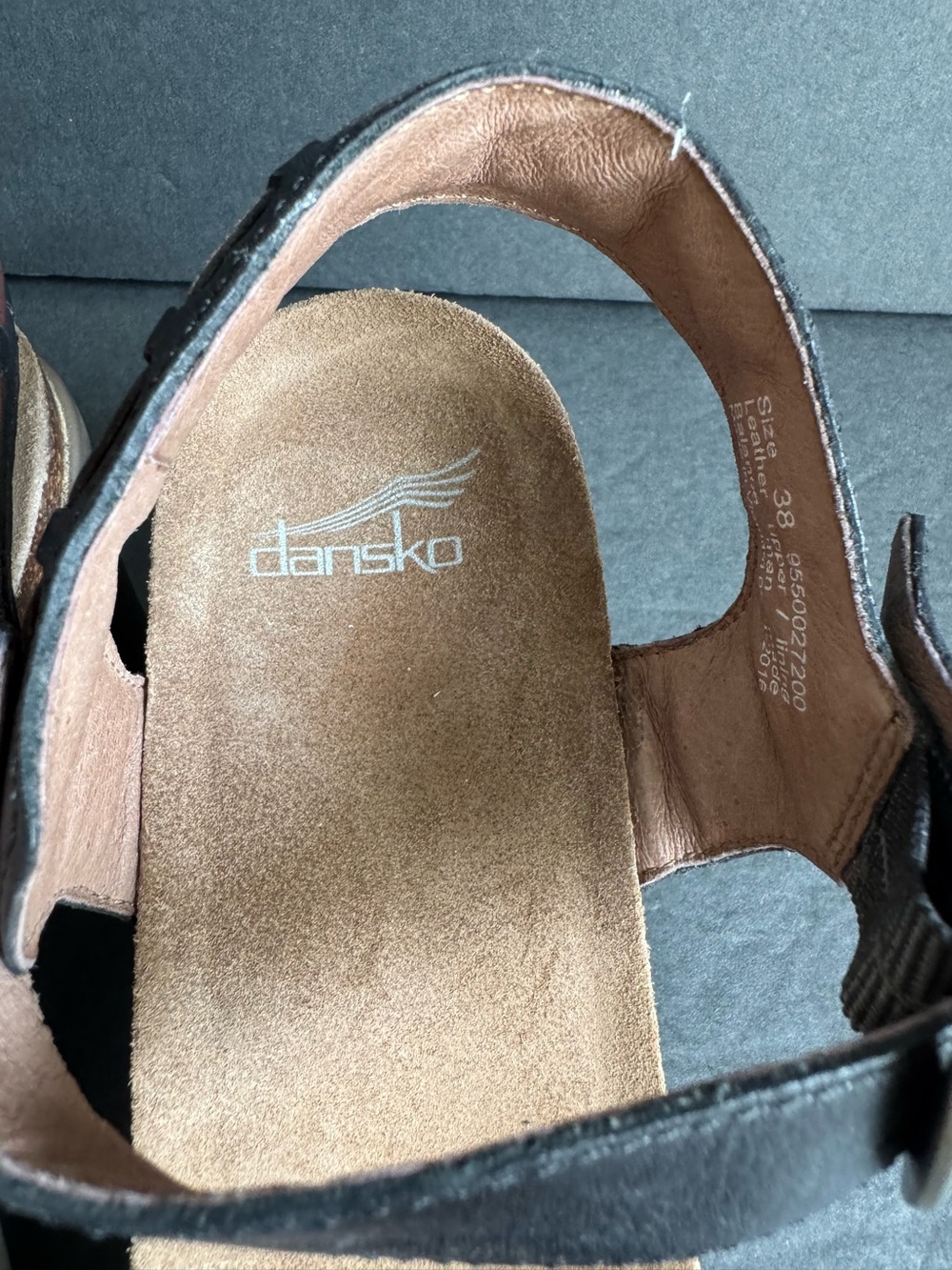 Dansko Debby Sandals Black Brown Leather Block Heel Buckle Strap Womens 38 - Picture 5 of 12